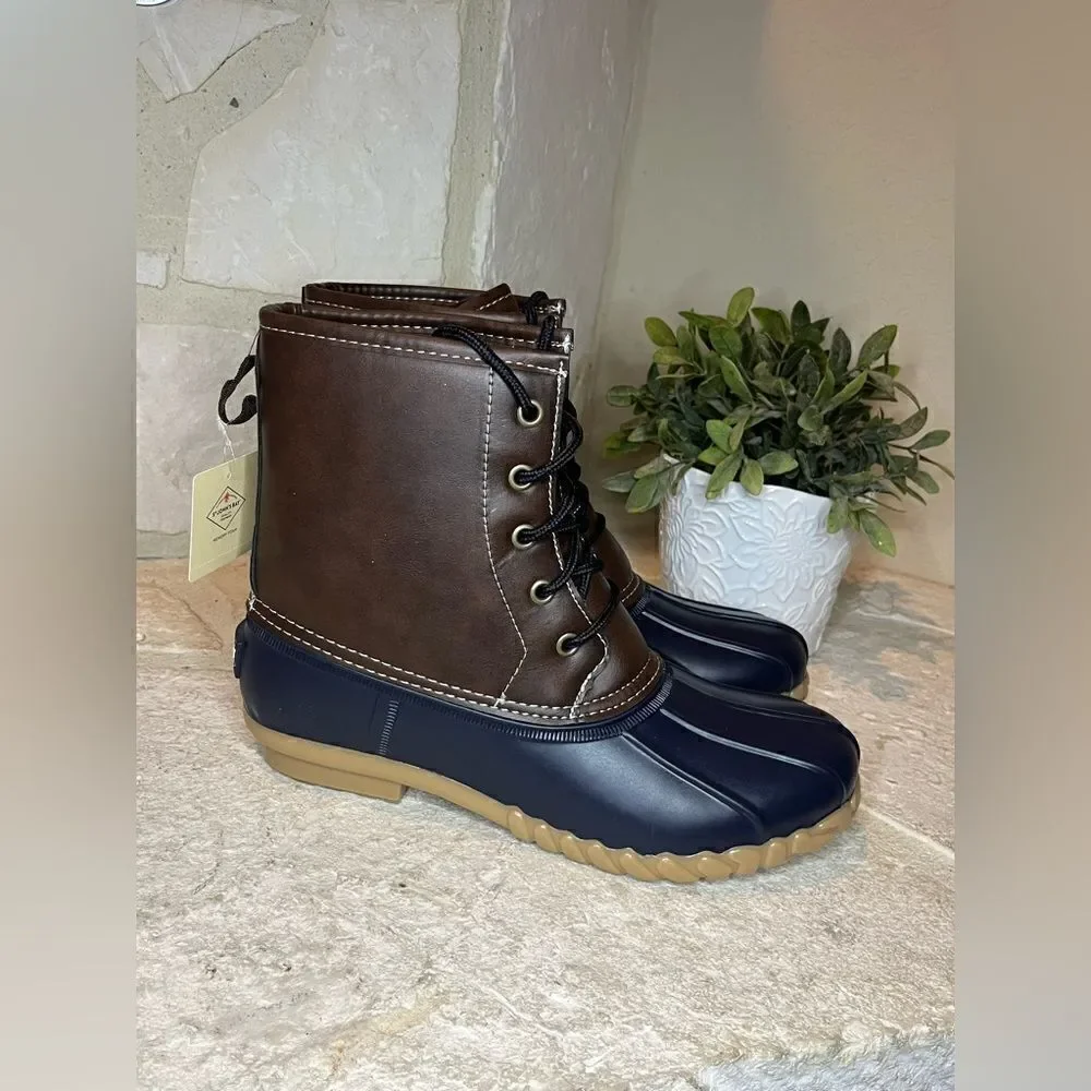St John’s Bay Rollands navy/brown duck boots sz 11